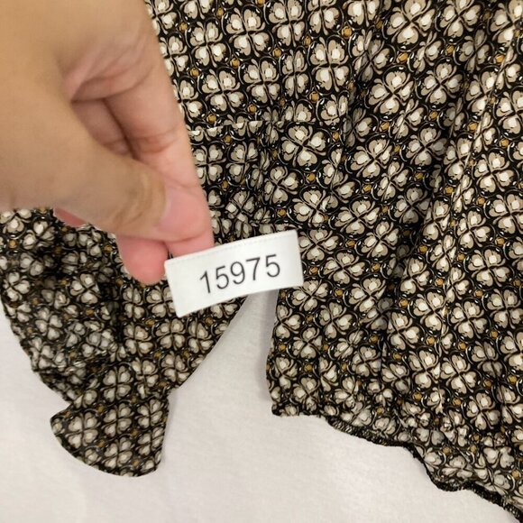 New Max Studio Brown Cream Floral Geometric Boho Print Ruffle Detail Blouse XL - Picture 10 of 10